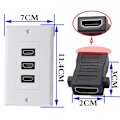 Miniatyrbild 2 av 5: 3-portars HDMI 2.0 väggplatta, HDMI-komponent, kompositljud, väggmontering, stöd för 4K 60Hz 1080P perfekt (3 HDMI) - Perfet