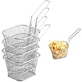 Miniatyrbilde 1 av 6: 4 x Rustfrie pommes frites-kurver for servering med håndtak, nettfransk pommes frites-friteringskurv for reker løkringer