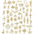 Miniatyrbillede 1 af 5: Grossist Bulk 50 stk. blandede guld charms vedhæng DIY til halskæder Armbånd Smykkefremstilling og håndværk - perfekt