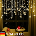 Pikkukuva 1 / 5: LED-Lumikiteketju Valo Verho Ikkuna Jouluvalaistus Replica 3.5m 96kpl LED Lämmin Valkoinen Valkoinen