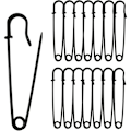 Miniatyrbild 1 av 4: 30-pack 7,5 cm säkerhetsnålar - för kläder, läder, canvas, filtar, hantverk, kjolar, kiltar - extra stora kraftiga säkerhetsnålar - Svarta
