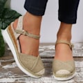 Miniatyrbilde 4 av 7: Kilesandaler for kvinner, sommersko beige 38