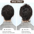 Miniatyrbilde 3 av 4: Hårstykke med klemme, knutehårstykke, krøllete hårstrikk med hår, chignon voluminøst hårstykke, rufsete knute extensions - På lager