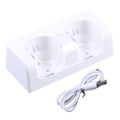 Miniatyrbilde 3 av 9: Fjernkontroll Dobbel Ladestasjon + 2 Batterier for Wii Gamepad, Lader med LED Lys Hvit