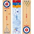 Miniatyrbillede 1 af 5: Curlingspil til familie 47 tommer, 3 i 1 bordshuffleboard, bordcurlingspil, bordcurling bowling