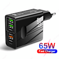 Miniatyrbilde 1 av 5: PD65W hurtiglader for mobiltelefon - 5V4A europeisk og amerikansk standard PD+3USB multiportadapter