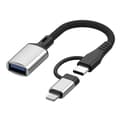 Pikkukuva 1 / 5: JS-112 2-in-1 Type-C/Lightning -uros USB-naaras OTG-sovitinkaapeli, 0,15 m - Hopea