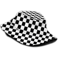 Miniatyrbild 3 av 5: EN Hinkar Mode Solhatt Hopfällbar Utomhus Fiskehatt för Kvinnor och Män Svart Vit Rutig Flagga 5{EE} Svart Vit Rutig Flagga 5 Black White Race Checkered Flag 5 One Size