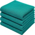 6-pack Bomulls Våffelväv Köksdisktrasor, Ultra Mjuka Absorberande Snabbtorkande Diskhanddukar Blågrön 34*73cm Blue-green