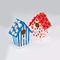Miniatyrbillede 5 af 5: Miniature fuglehuse i træ (4-pak) til børns dekoration, kunst og håndværk, 12 x 9,5 cm
