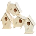 Miniatyrbild 1 av 5: Miniatyr fågelholkar i trä (4-pack) för barnens dekoration, konst och hantverk, 12 x 9,5 cm