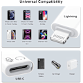 Pikkukuva 3 / 4: iPhone OTG-sovitin, USB Type C naar Lightning-adapter, lataus ja datasychronisaatio, Type C-kamerakortinlukija, flash-asema, näppäimistö, hiiri, U-levy