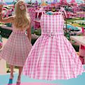 Miniatyrbillede 6 af 6: Rosa Kjole, Barbie Tøj Til Piger, Barbie Kostume Kjole Outfit Til Børn Rosa Fest Film Cosplay Halloween Kostume Med - Perfekt Kjole Dress 120cm