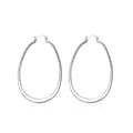 Silverfärgade eleganta ovalformade extra stora creoler för dam, 1 par_OF