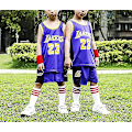 Miniatyrbild 3 av 3: Lakers #23 Lebron James Jersey Nummer 23 Basketboll Uniform Set Barn / Lila Purple XL (150-155cm)