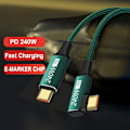 Miniatyrbillede 9 af 10: USB C Hurtigopladningskabel PD 240W SORT 2M Sort Black 2m