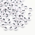 Pikkukuva 6 / 7: 50/100/200 kpl/eriä 7x4mm Valkoiset Pyöreät AZ Aakkoskirjaimet Akryyli Irtotilat Helmiä Korujen Tarvikkeille DIY Rannekoruille Mixed