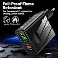 Miniatyrbilde 4 av 5: PD65W hurtiglader for mobiltelefon - 5V4A europeisk og amerikansk standard PD+3USB multiportadapter