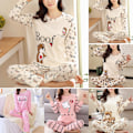 Miniatyrbild 3 av 5: Dam långärmad pyjamas, dam 2-delat byxset lång svans katt lång svans katt long tail cat long tail cat M