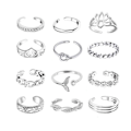 Miniatyrbillede 5 af 5: Kvinders tåring knoring sæt retro boho fod ring smykke Silver One size