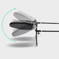 Miniatyrbillede 6 af 6: Flip-Up Clip-On solbriller Metal Mirrored Silvera sølv