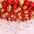 Miniatyrbillede 3 af 5: GlitterDraperi med hjerter Metallic Gold guld
