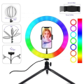 Miniatyrbilde 2 av 8: RBG Selfie Loof LED Ring Light State og Mobile Check svart