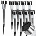 10-Pack Solcellsdrivna LED Trädgårdslampor 30 cm – Med Skymningssensor – Naturligt Vitt Ljus silver