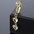 Miniatyrbillede 2 af 5: Falske navlepiercing clip-on navle ring uden hulhjerte krystalguld guld