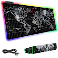 Pikkukuva 1 / 3: XXL RGB Gaming Desktop Taustakuva Maailmankartta 90x40 musta