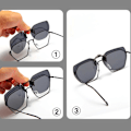 Pikkukuva 5 / 6: Flip-Up Clip-On aurinkolasit Metal Mirrored Gold kulta