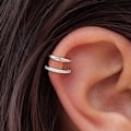 Miniatyrbillede 3 af 3: Falsk helix piercing øre øreringe øre manchet uden hul sølv sølv