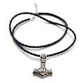 Miniatyrbild 1 av 4: Vikingahalsband Tors Hammare Mjolnir Konstläder Silver silver