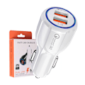 Miniatyrbild 5 av 5: Universal Billaddare Quick Charge 3.0 2 USB 3.1A Snabbladdare vit