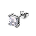 Miniatyrbillede 1 af 4: Piercing ørering Firkantet Krystal CZ Sølv sølv