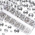 Miniatyrbild 4 av 5: 2000 Rhinestone Nageldekorationer Kristall - Olika Storlekar i Ask silver