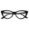 Miniatyrbillede 2 af 2: Sort Retro CateYe briller klart glasklart glas uden styrke sort