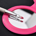 Miniatyrbillede 5 af 7: Lædernøgle ring med dobbelt makeup spejl sort sort