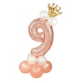 Miniatyrbillede 1 af 2: Stort lodret tal ballonsæt | Rosa guld Metallic Nummer 9 110cm