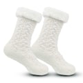 Miniatyrbild 1 av 4: Lurviga Varma Stickade Sockor Tofflor med Halkskydd Vit vit one size