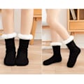 Miniatyrbild 3 av 6: Lurviga Varma Stickade Sockor Tofflor med Halkskydd Svart svart one size