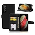 Miniatyrbilde 1 av 2: Galaxy S21 Plus Wallet Case Black Leather Leather Case svart