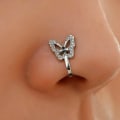 Miniatyrbillede 2 af 5: Clip-on Naspiercing Butterfly med krystalsølv guld