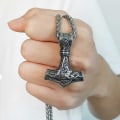 Pikkukuva 4 / 4: Viking kaulakoru tors Hammer Mjolnir -ketju hopea hopea