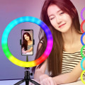 Miniatyrbilde 8 av 8: RBG Selfie Loof LED Ring Light State og Mobile Check svart