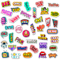 Miniatyrbillede 4 af 6: 50-pack klistermærker decals tekst scrapbog flerfarvet