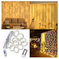 Miniatyrbillede 3 af 11: LED -gardin USB Light Loop med fjernbetjening 3m varm hvid gul