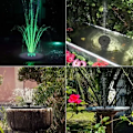 Pikkukuva 6 / 7: Suuri aurinkoenergialla toimiva suihkulähde | Akku ja RGB-valaistus | 16 cm musta