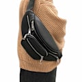 Miniatyrbild 9 av 11: Svart Midjeväska Magväska Bum Bag Cross Body Väska Skinn Läder svart
