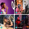 Miniatyrbilde 5 av 8: RBG Selfie Loof LED Ring Light State og Mobile Check svart